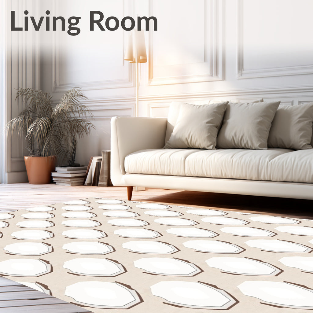 Neutral Hue Geometric Shape Pattern Rug