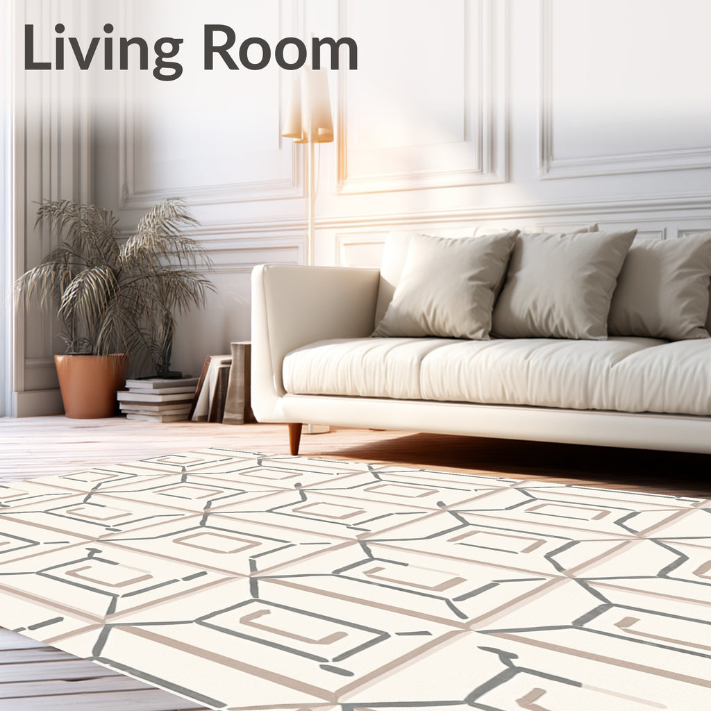 Geometric Square Outline Pattern Rug