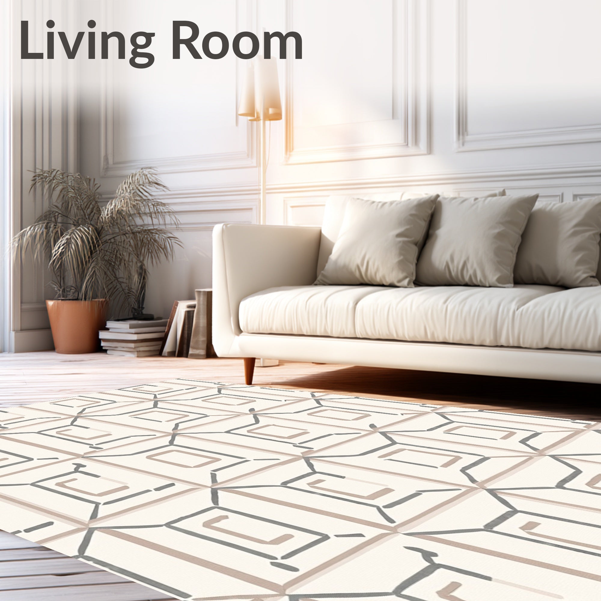Geometric Square Outline Pattern Rug