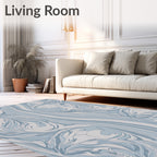 Serene Blue Swirl Pattern Design Rug
