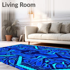 Geometric Blue Abstract Statement Rug