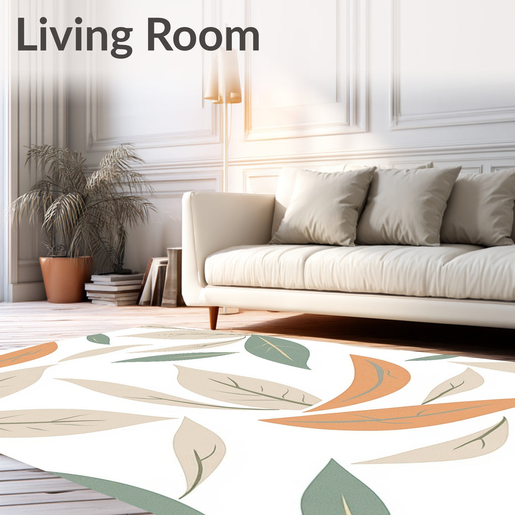 Abstract Leaf Patterns with Earth Tones Rug