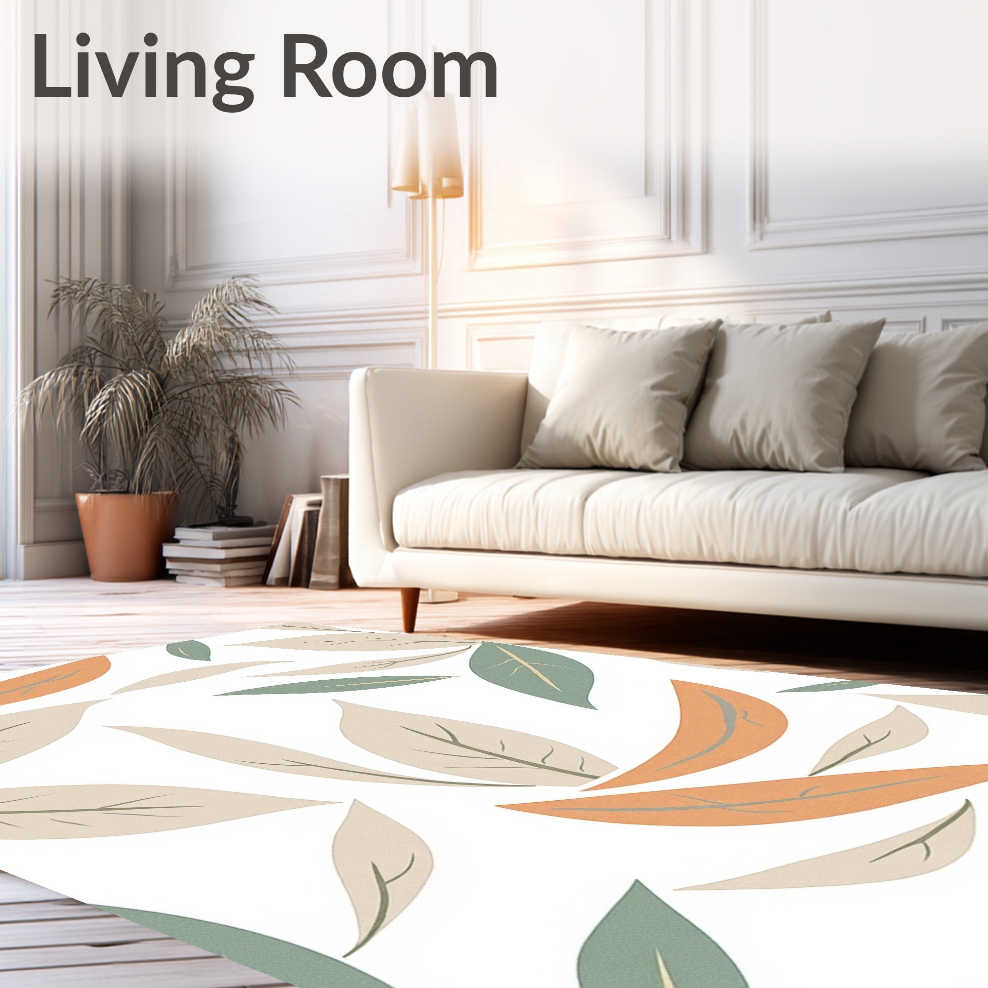 Abstract Leaf Patterns with Earth Tones Rug