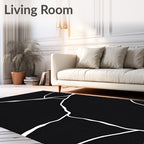 Black White Abstract Crack Pattern Rug