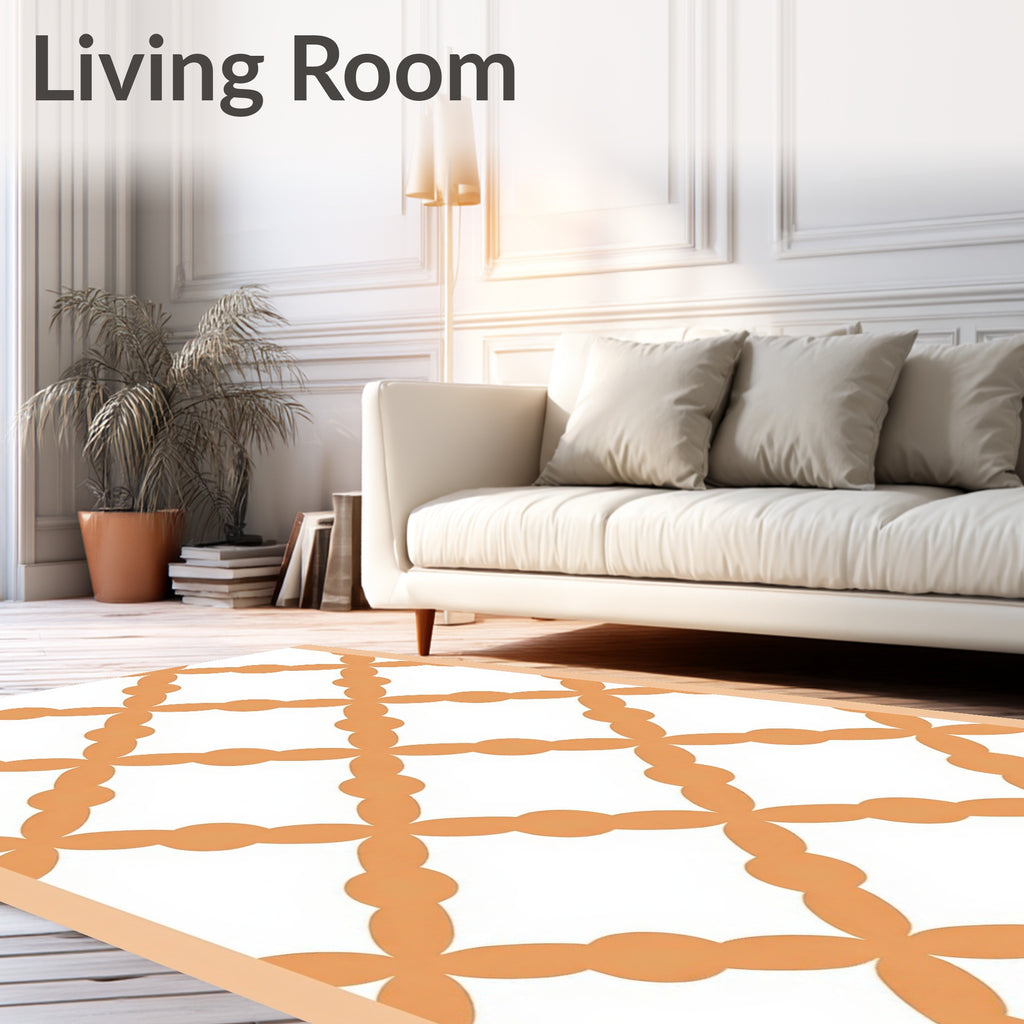 Orange Lattice Geometric Pattern Design Rug