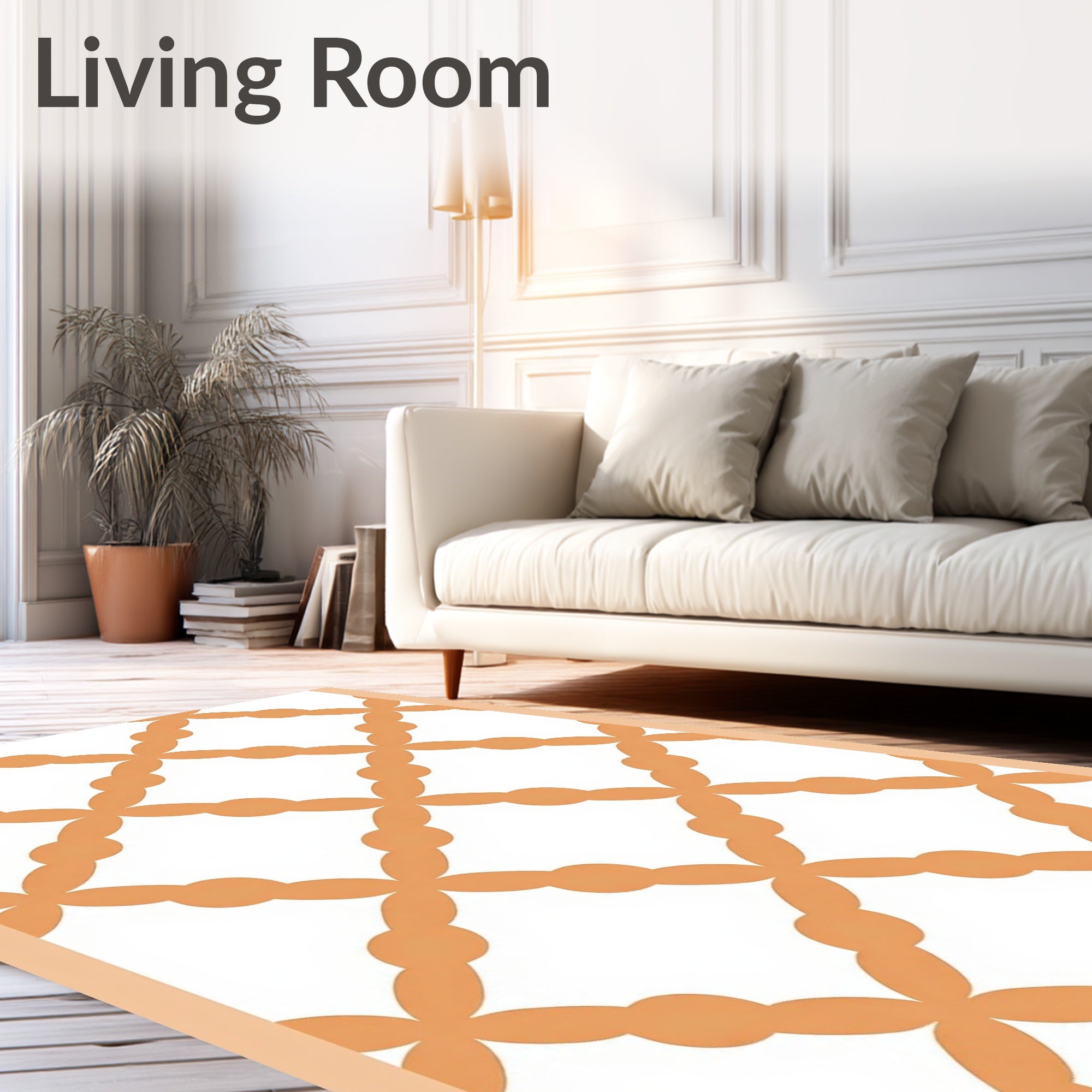 Orange Lattice Geometric Pattern Design Rug