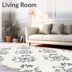 Classic Floral Scroll Pattern Rug