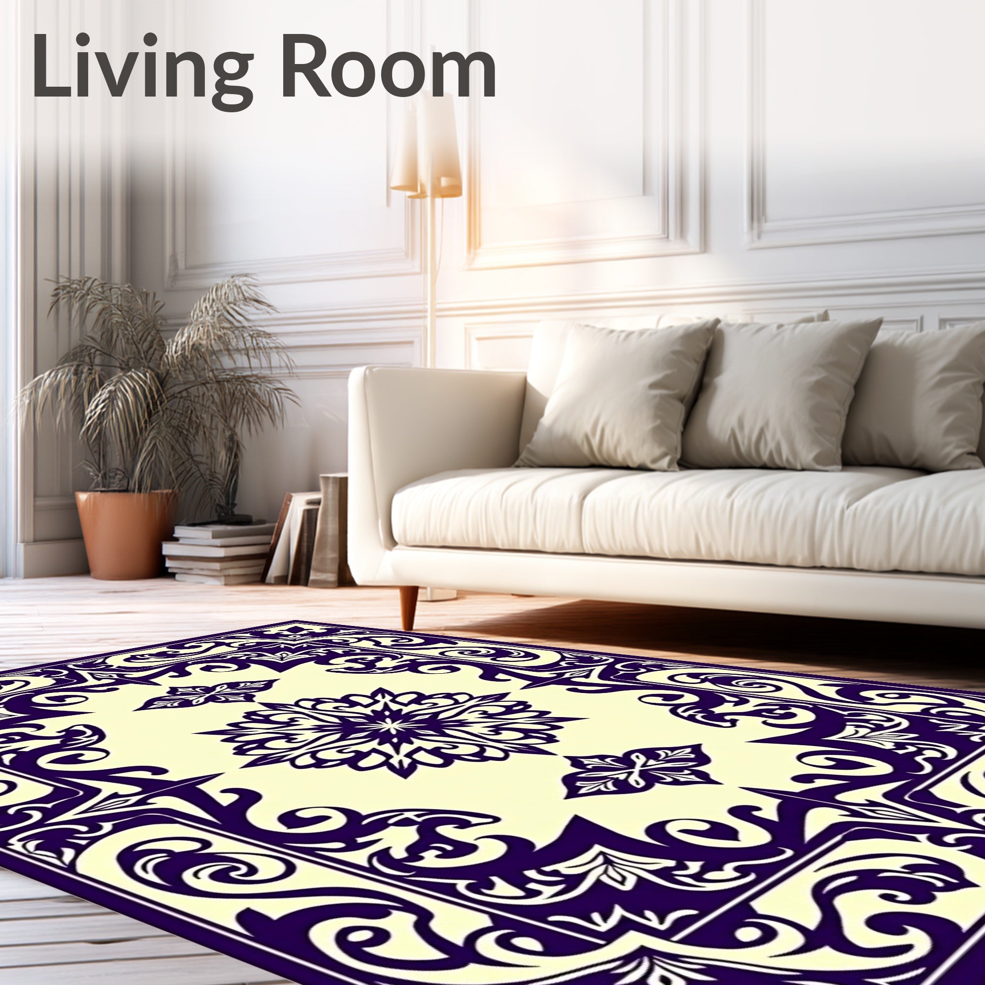 Ornate Floral Symmetry Design Rug