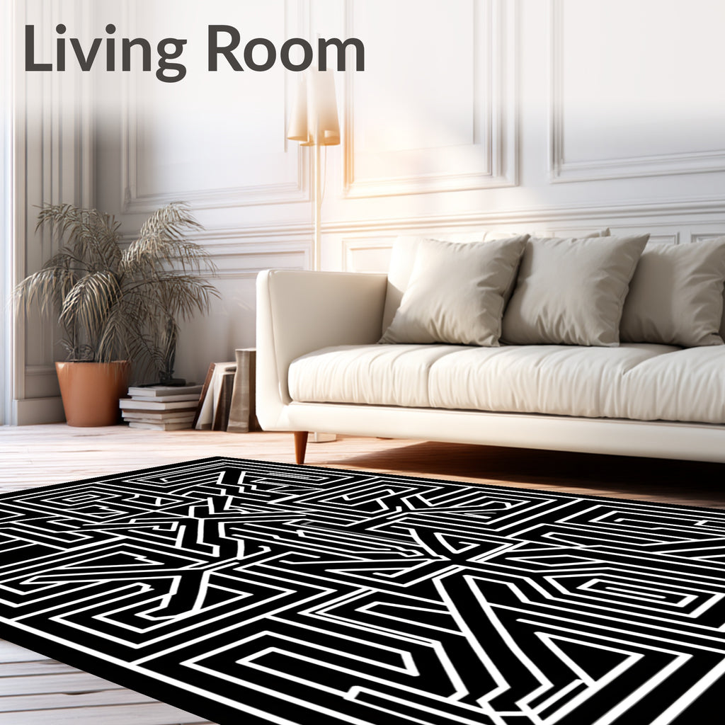 Abstract Geometric Maze Pattern Rug