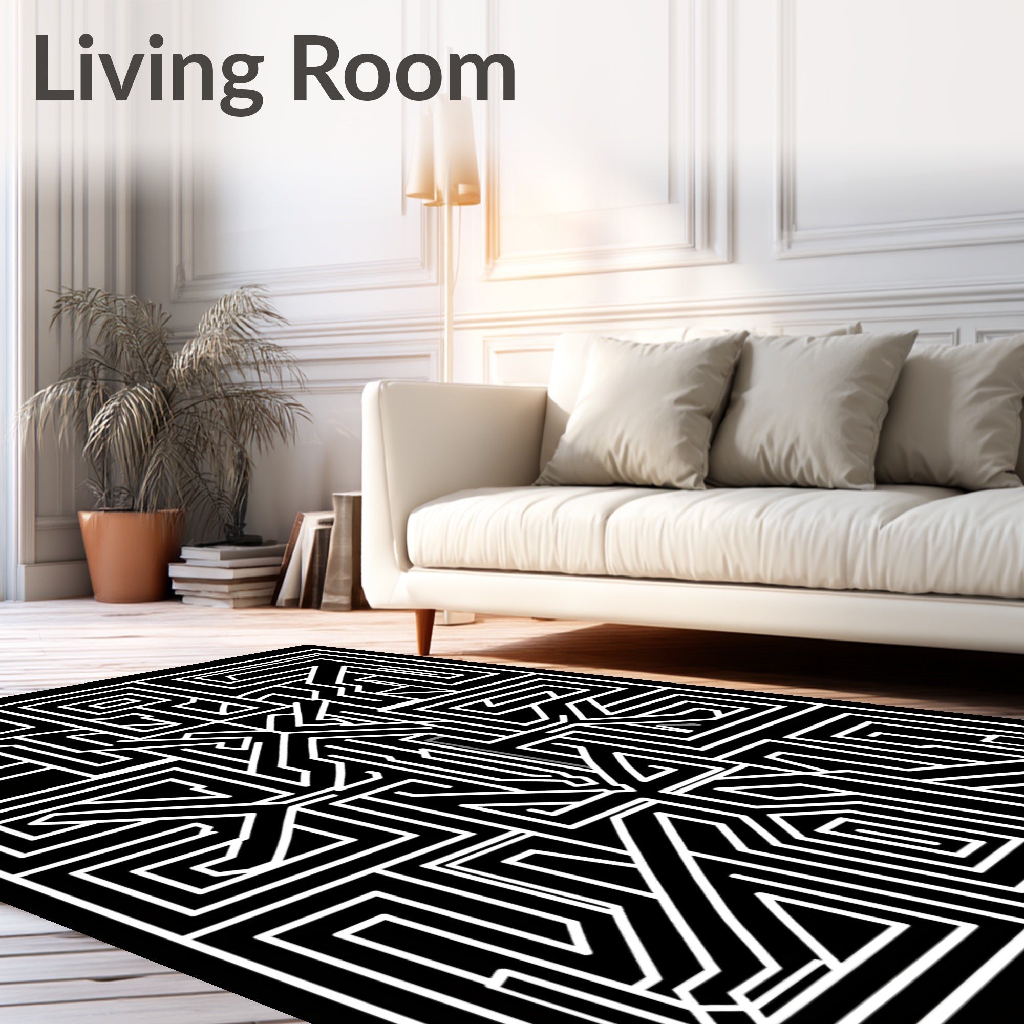 Abstract Geometric Maze Pattern Rug