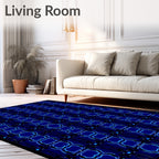 Bold Royal Blue Geometric Pattern Rug