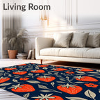 Orange Strawberry Leaf Pattern Rug