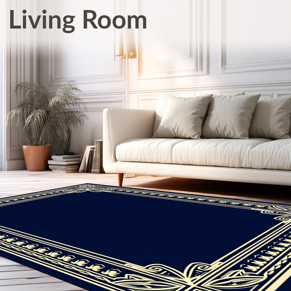 Ornate Floral Border Pattern Rug
