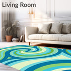 Cool Swirl Blue Green Abstract Rug