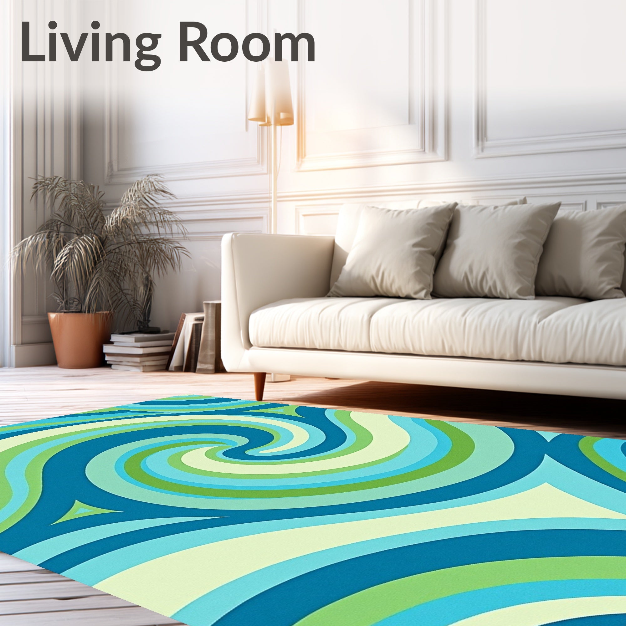 Cool Swirl Blue Green Abstract Rug