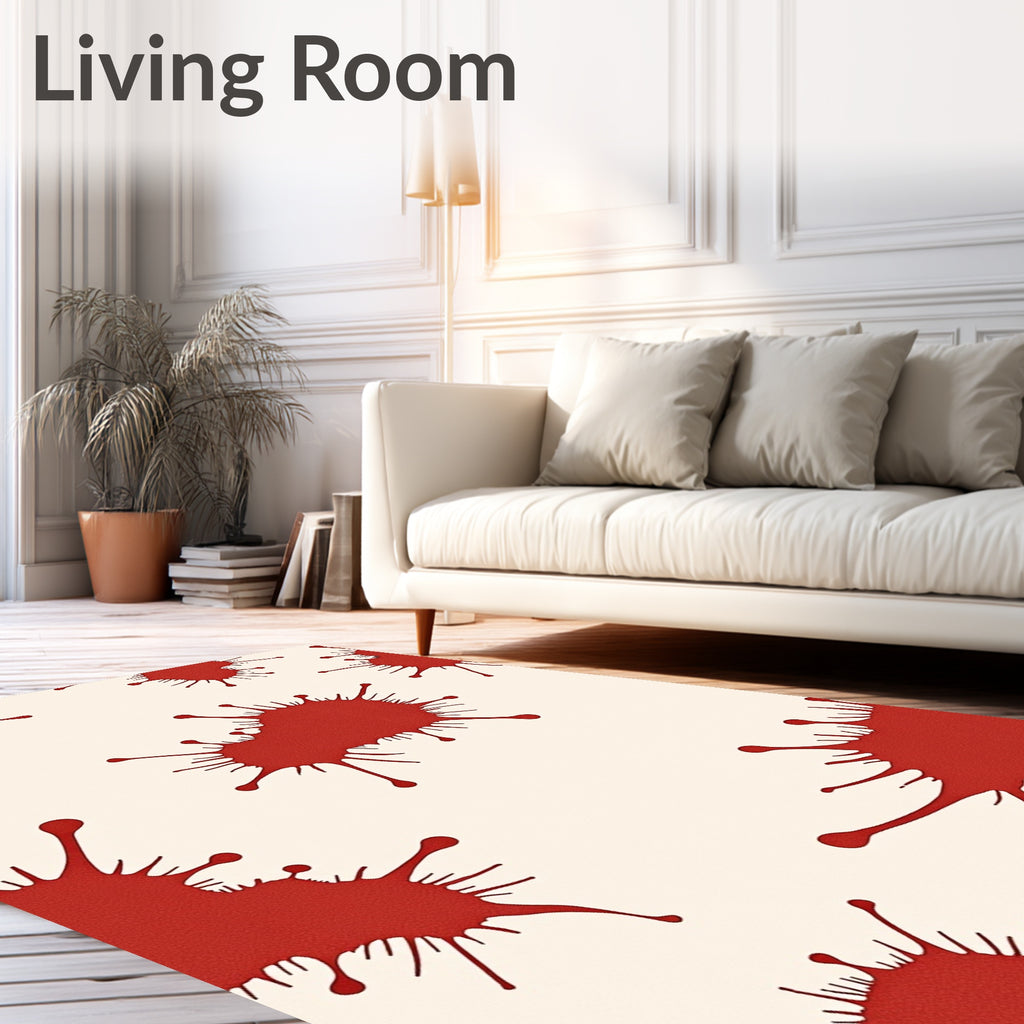 Bold Red Splatter Abstract Design Rug