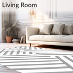 Modern Geometric Stripe Interlocking Design Rug