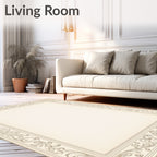 Elegant Scrollwork Decorative Border Design Rug