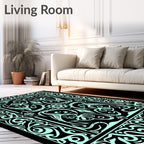 Art Deco Floral Mint Pattern Rug