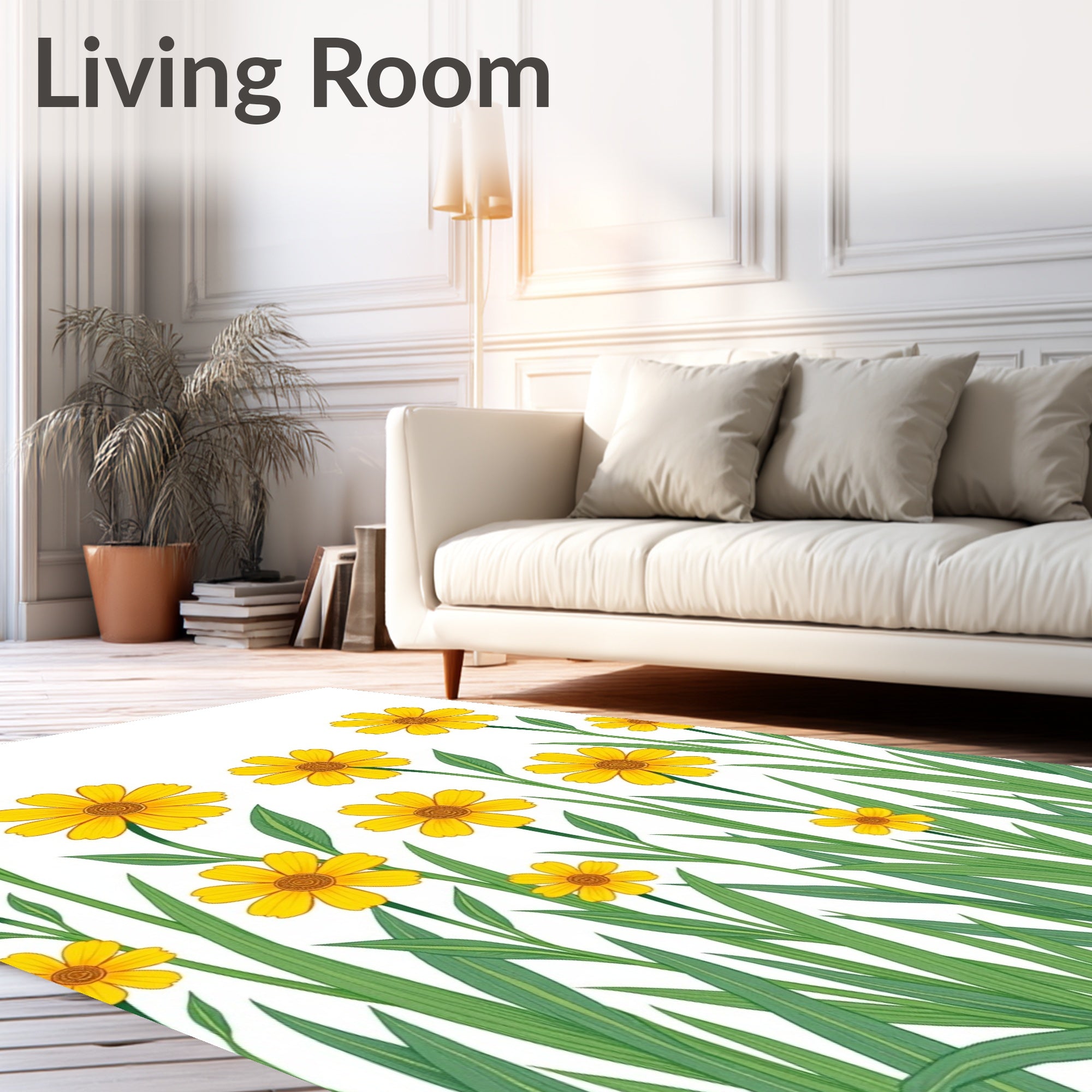Yellow Daisy Field Pattern Rug
