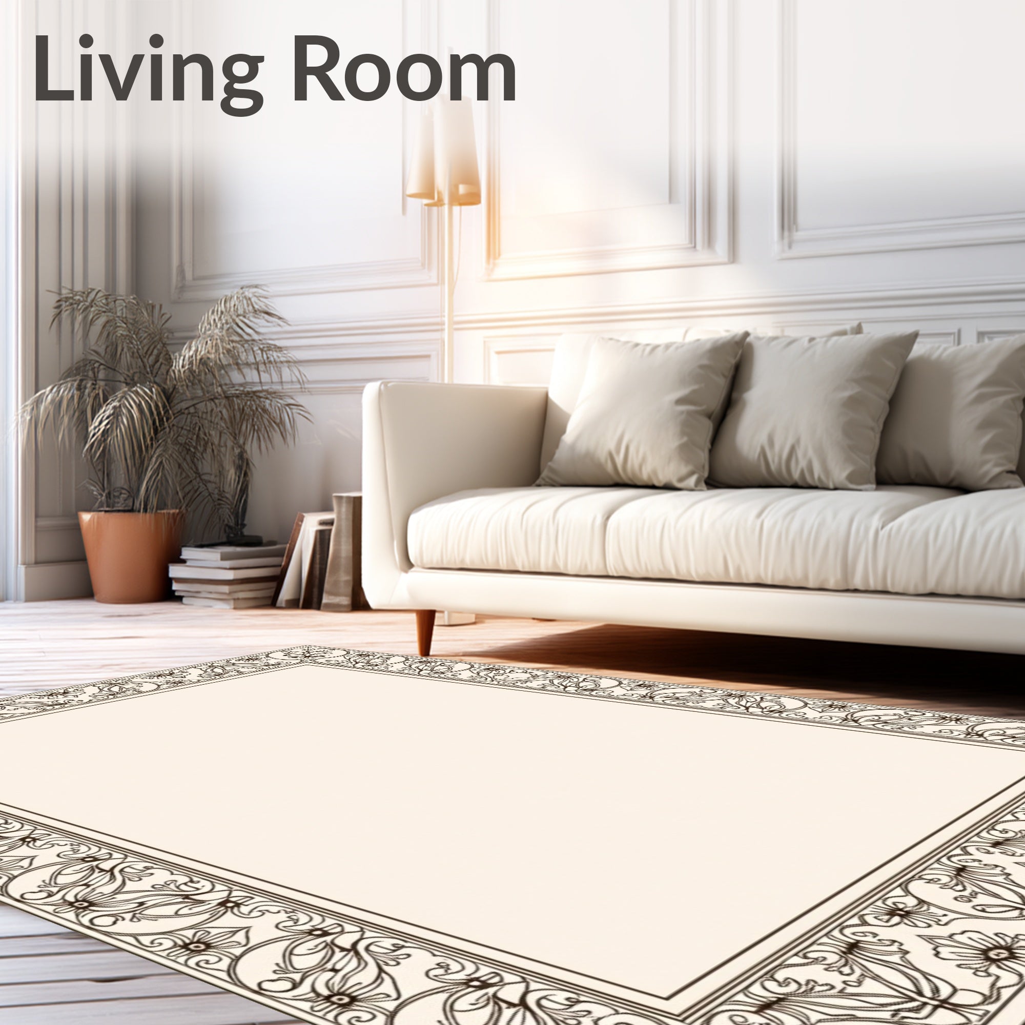 Classic Floral Vine Border Art Rug