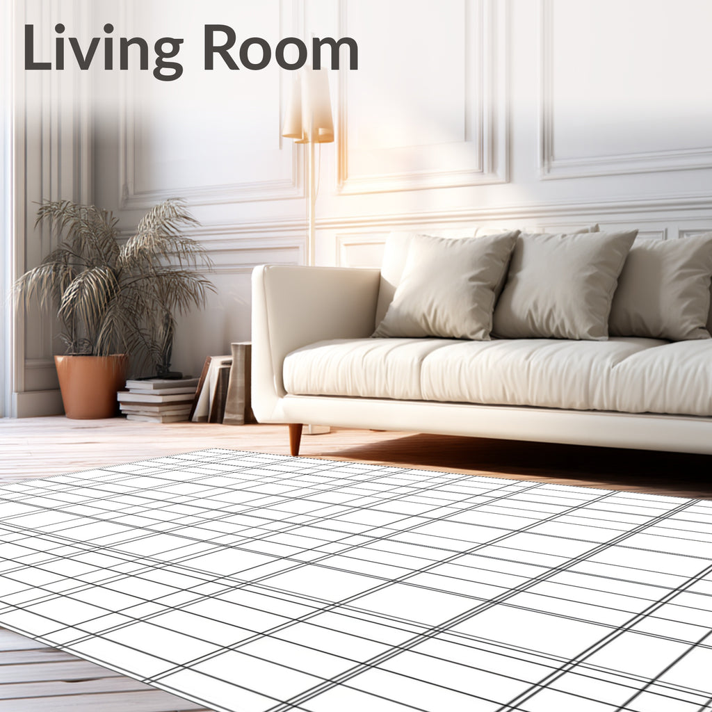 Classic Grid Pattern Design Modern Intersecting Line Accents Rug