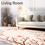 Floral Tree Branches With Birds Design Rug