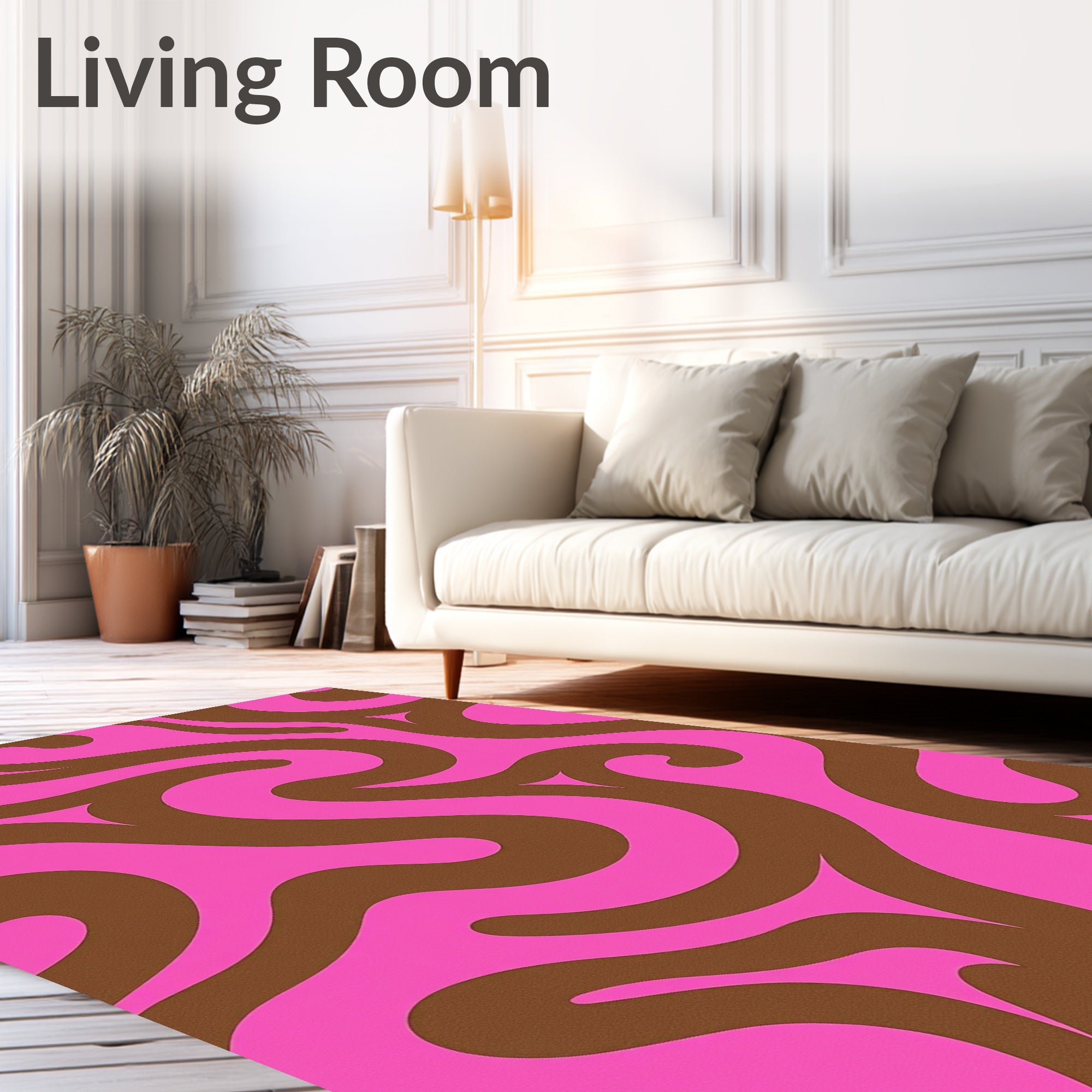 Swirl Pink Brown Abstract Pattern Rug