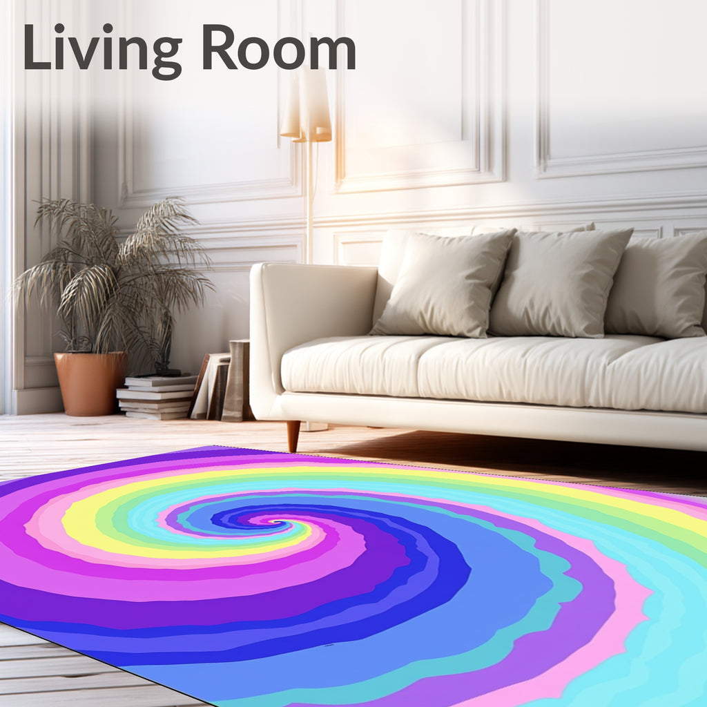 Swirling Pastel Color Spiral Pattern Rug