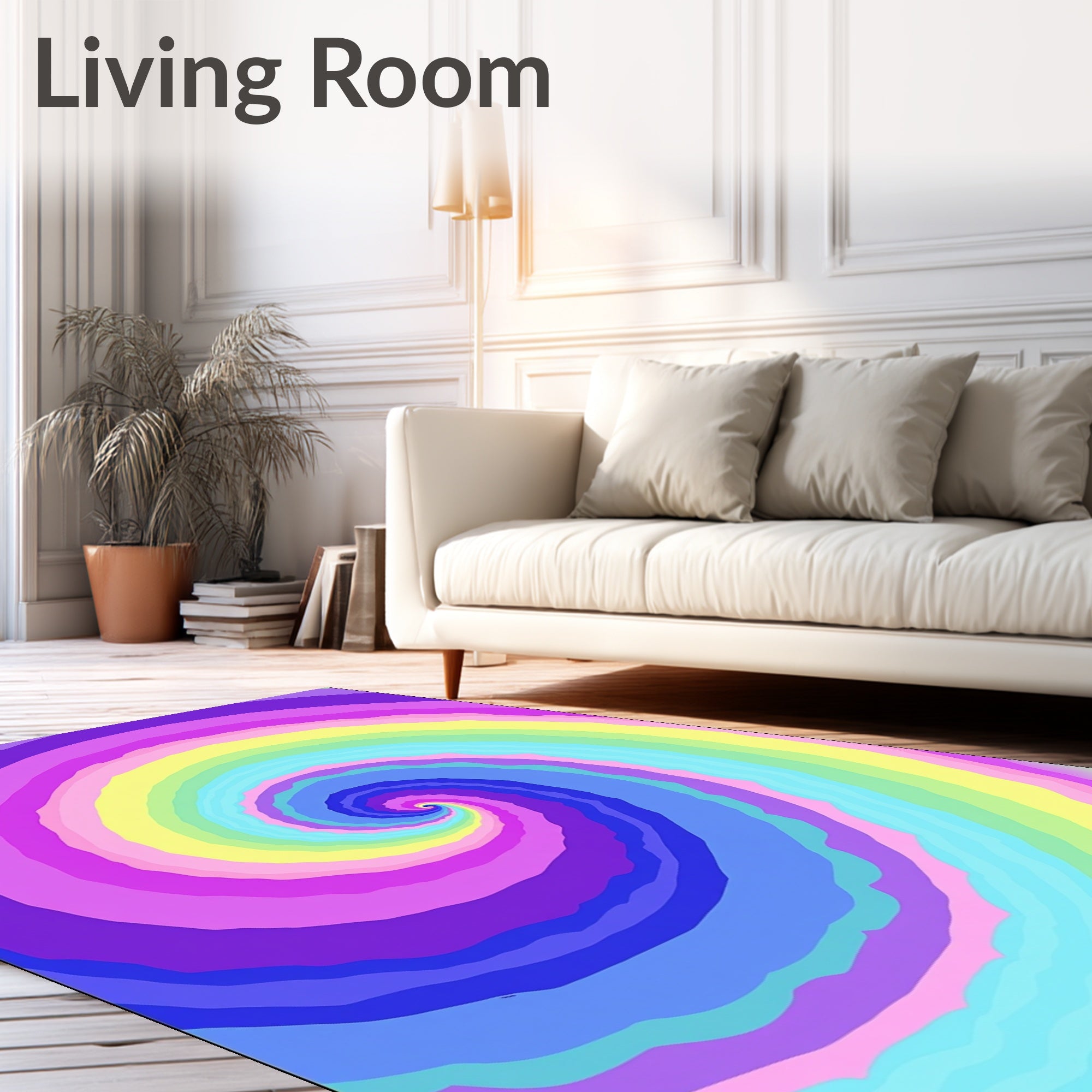 Swirling Pastel Color Spiral Pattern Rug