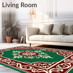 Elegant Crimson Cream Floral Design Rug