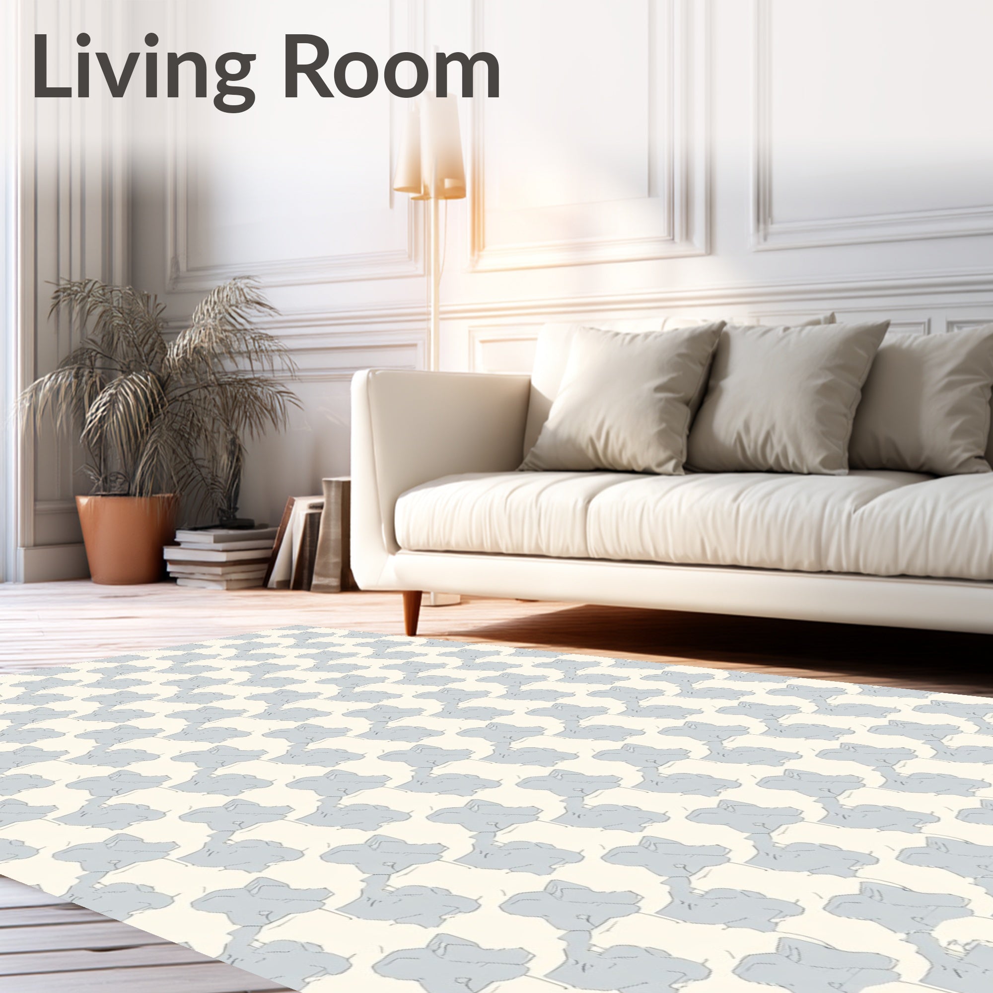 Soft Blue Clover Pattern Rug
