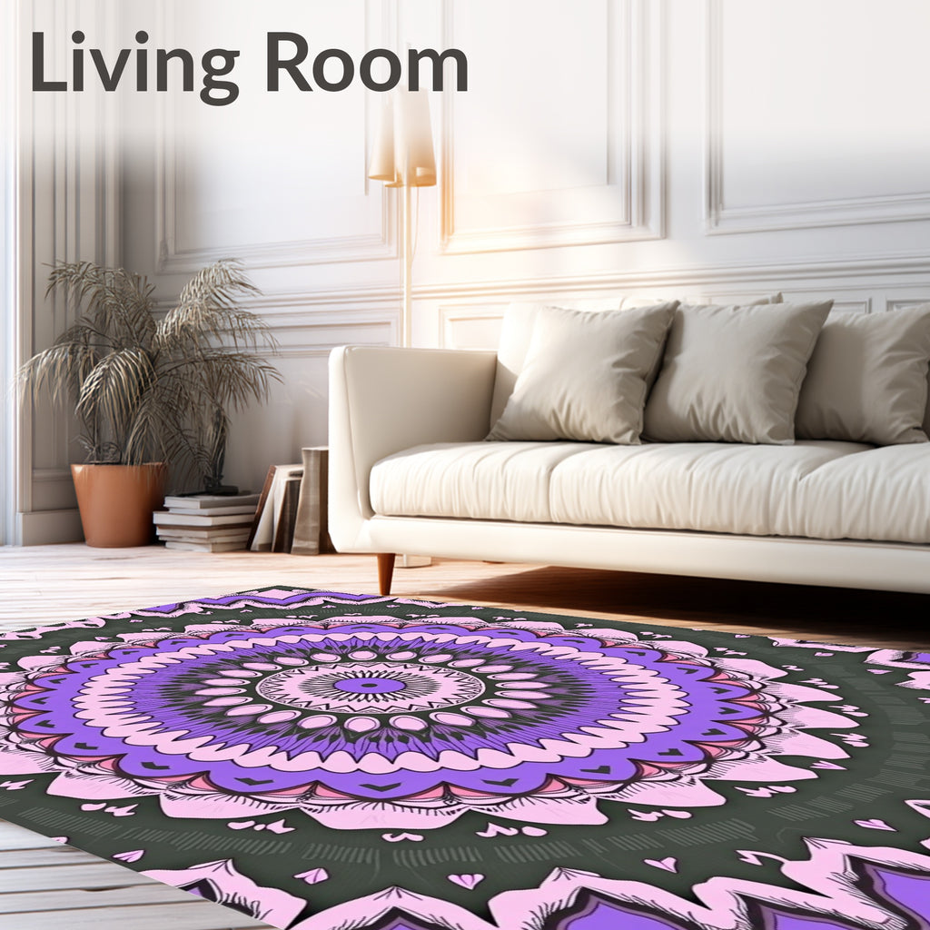 Vibrant Purple Mandala Pattern Design Rug