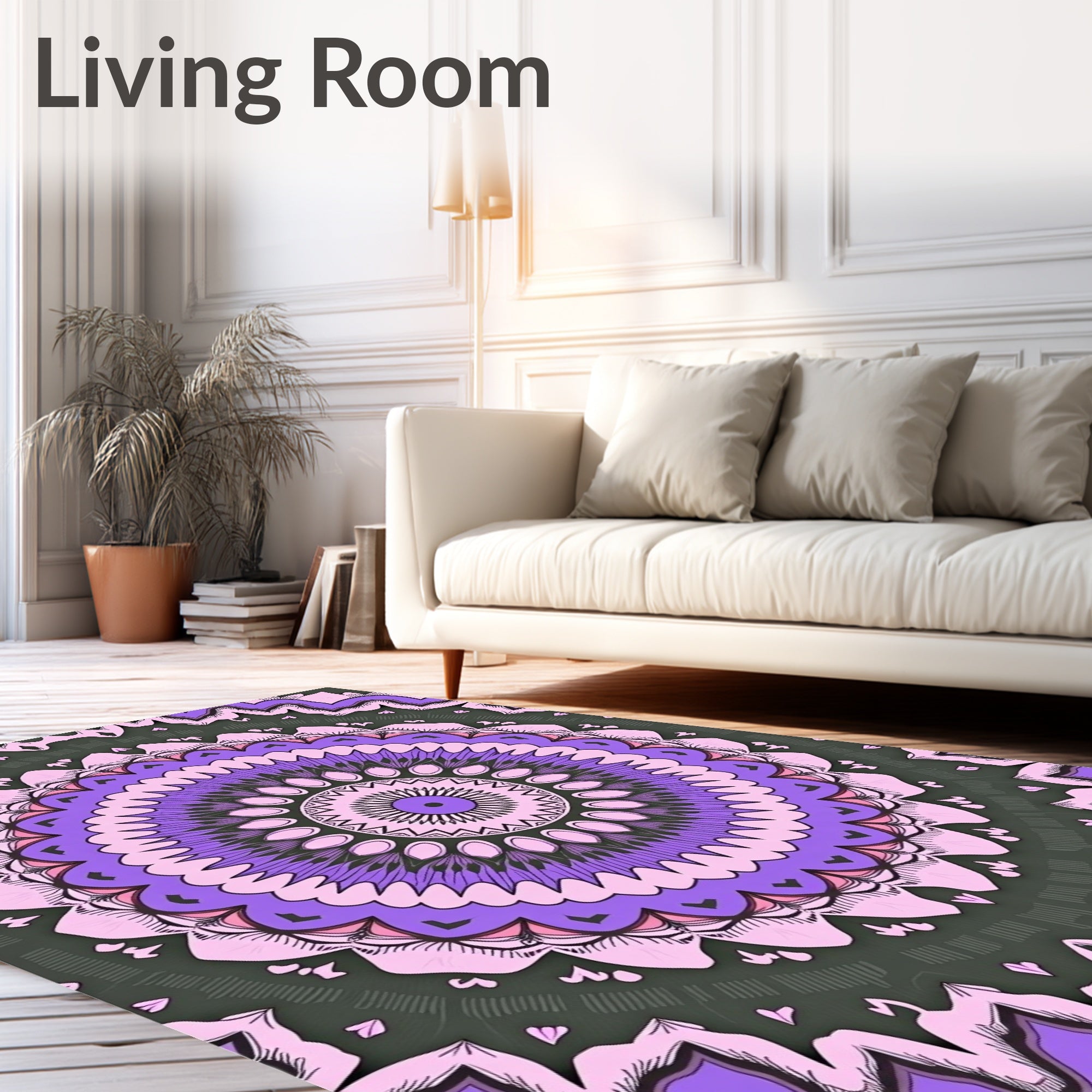 Vibrant Purple Mandala Pattern Design Rug