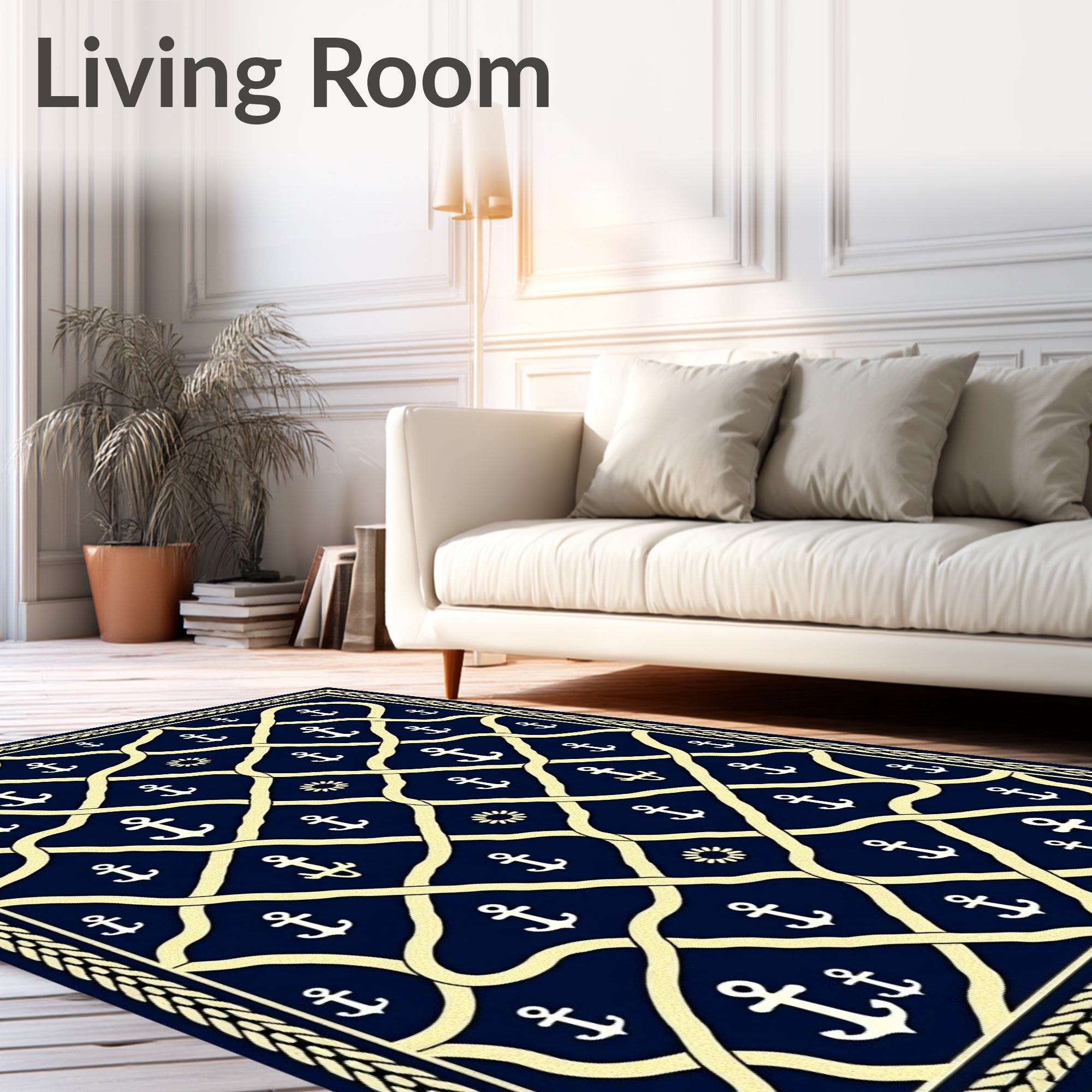 Nautical Anchor Geometric Pattern Rug