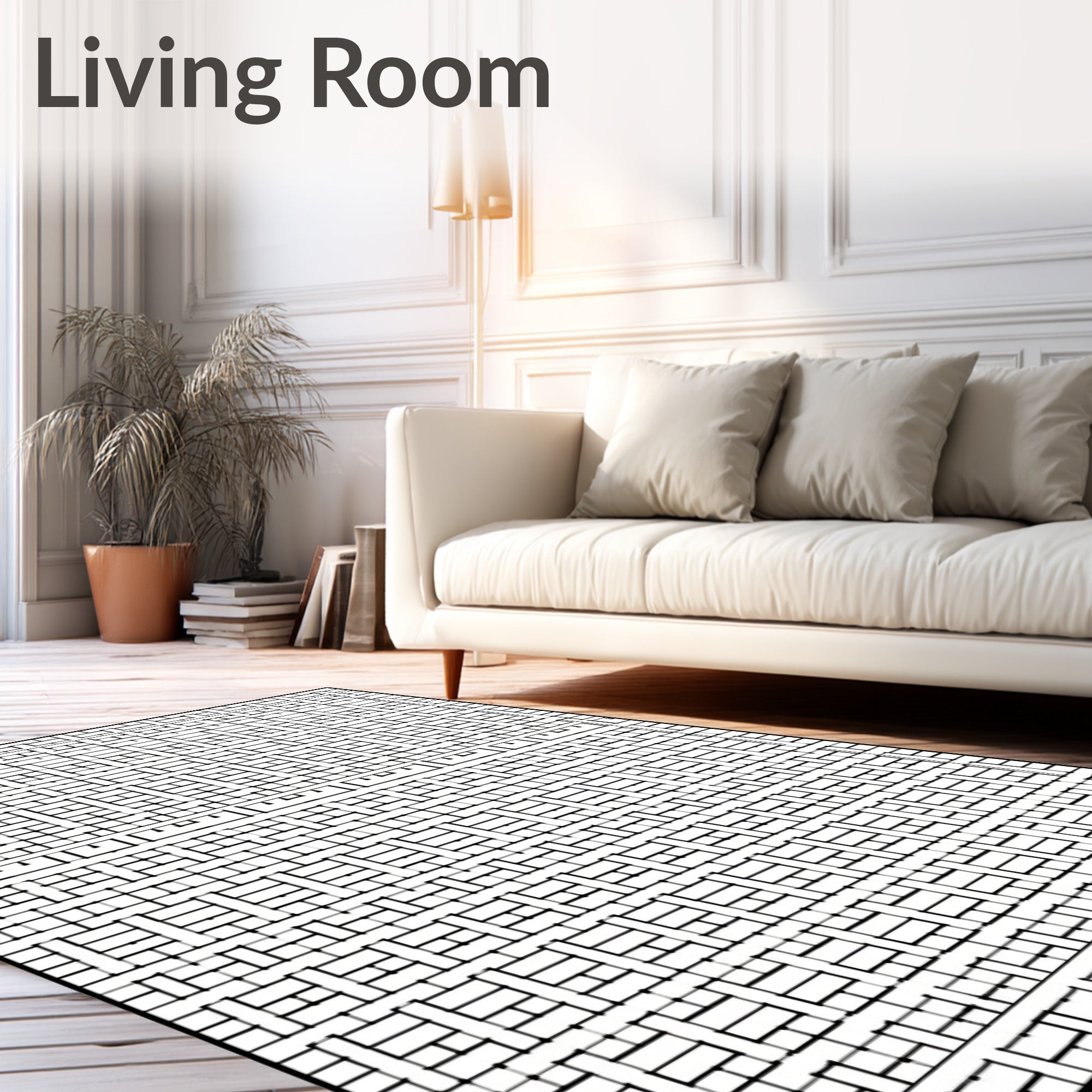 Monochrome Geometric Repeating Pattern Rug