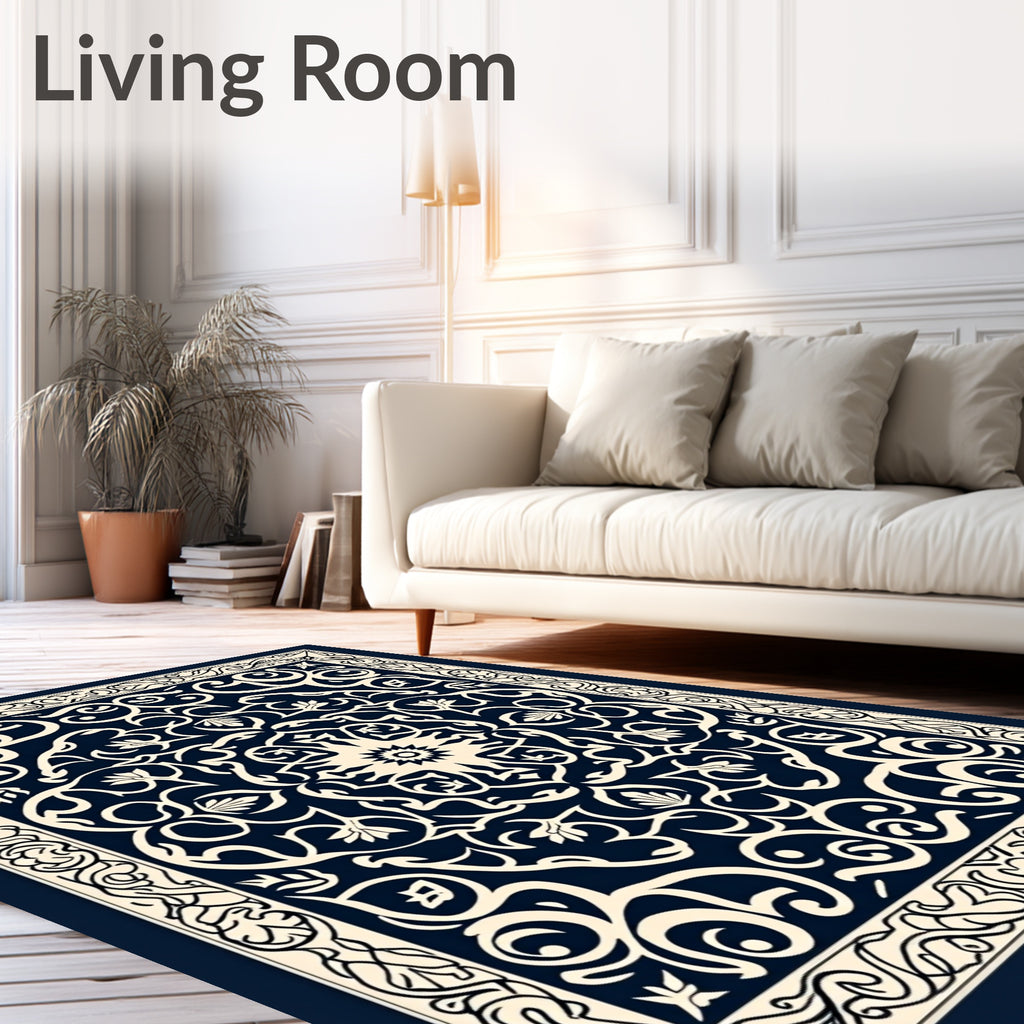 Intricate Floral Inlay Pattern Rug