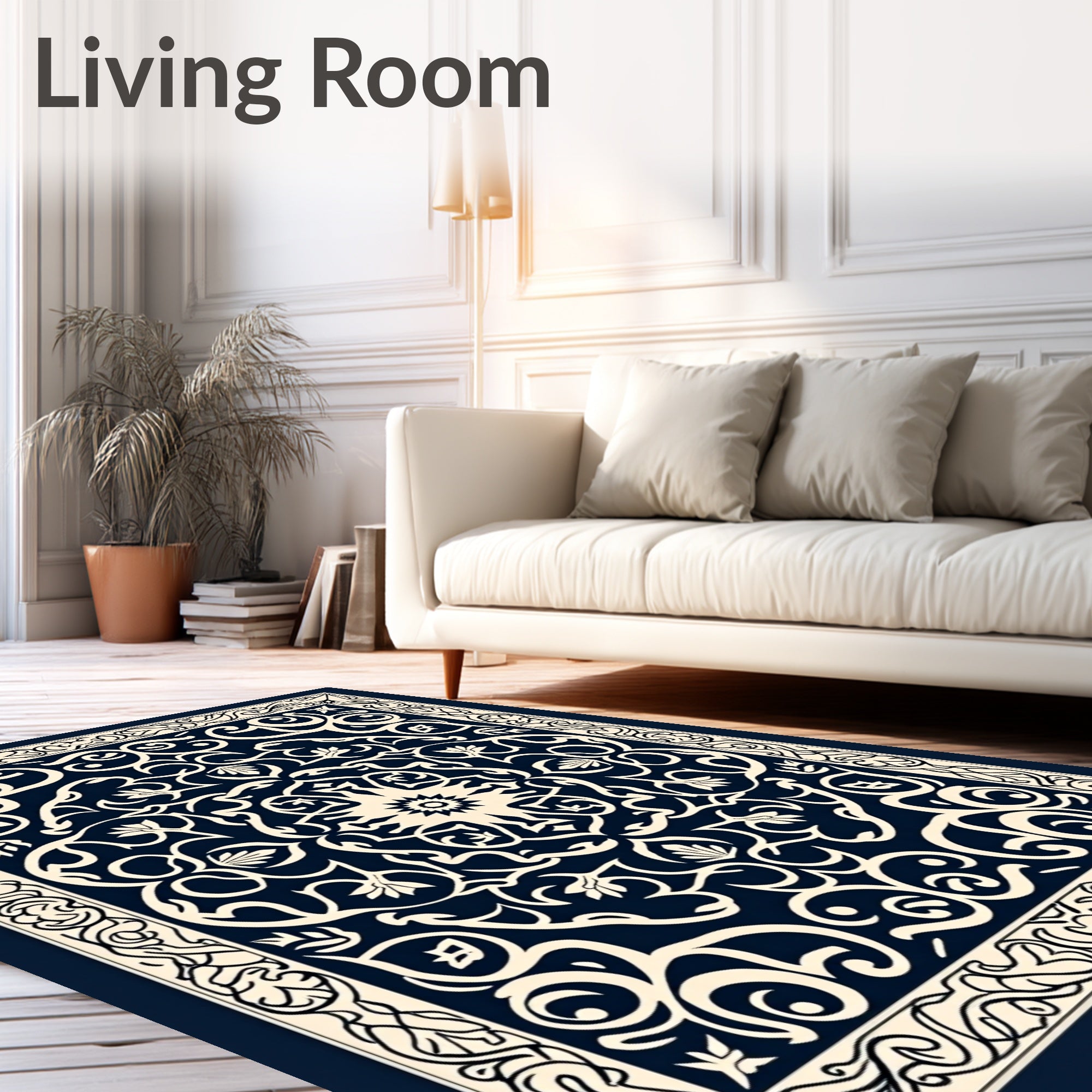 Intricate Floral Inlay Pattern Rug