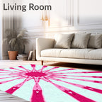 Radiant Pink Geometric Mandala Design Rug