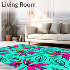 Tropical Orchid Leaf Pattern Rug