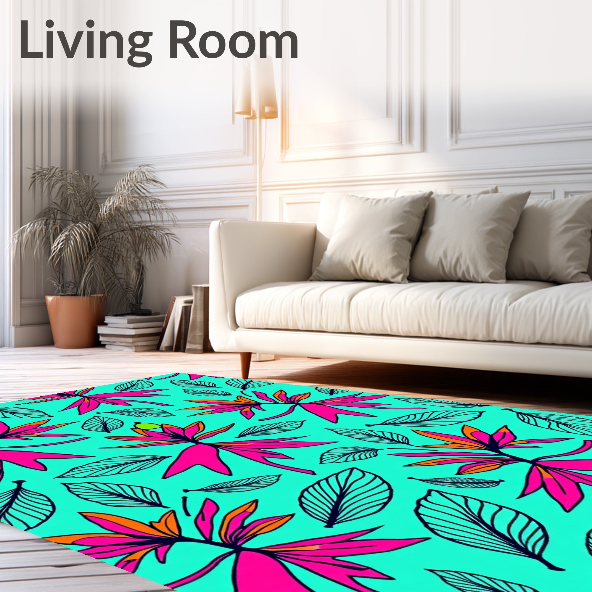 Tropical Orchid Leaf Pattern Rug