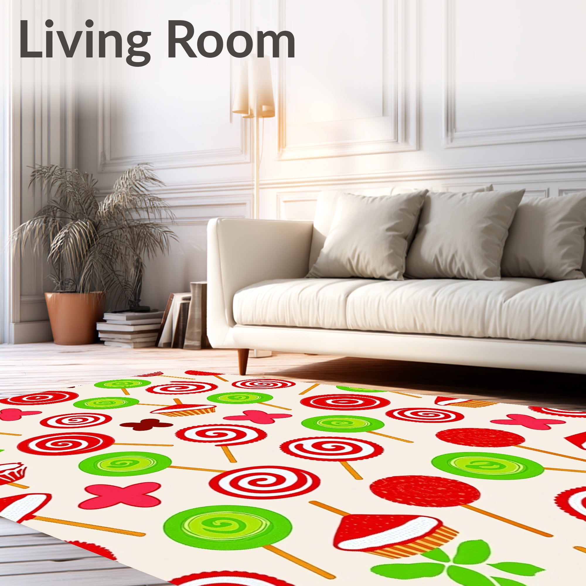 Whimsical Candy Swirl Lollipop Pattern Rug