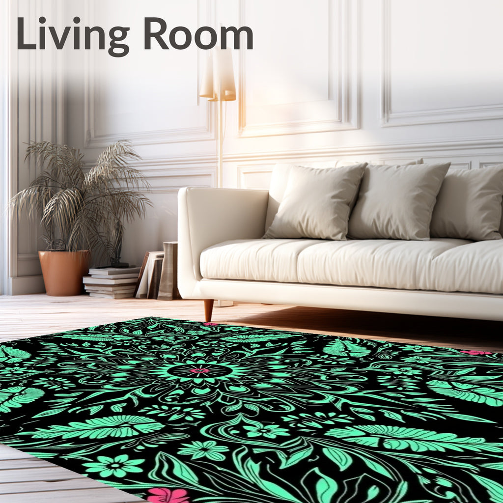 Floral Medallion Mint And Pink Rug