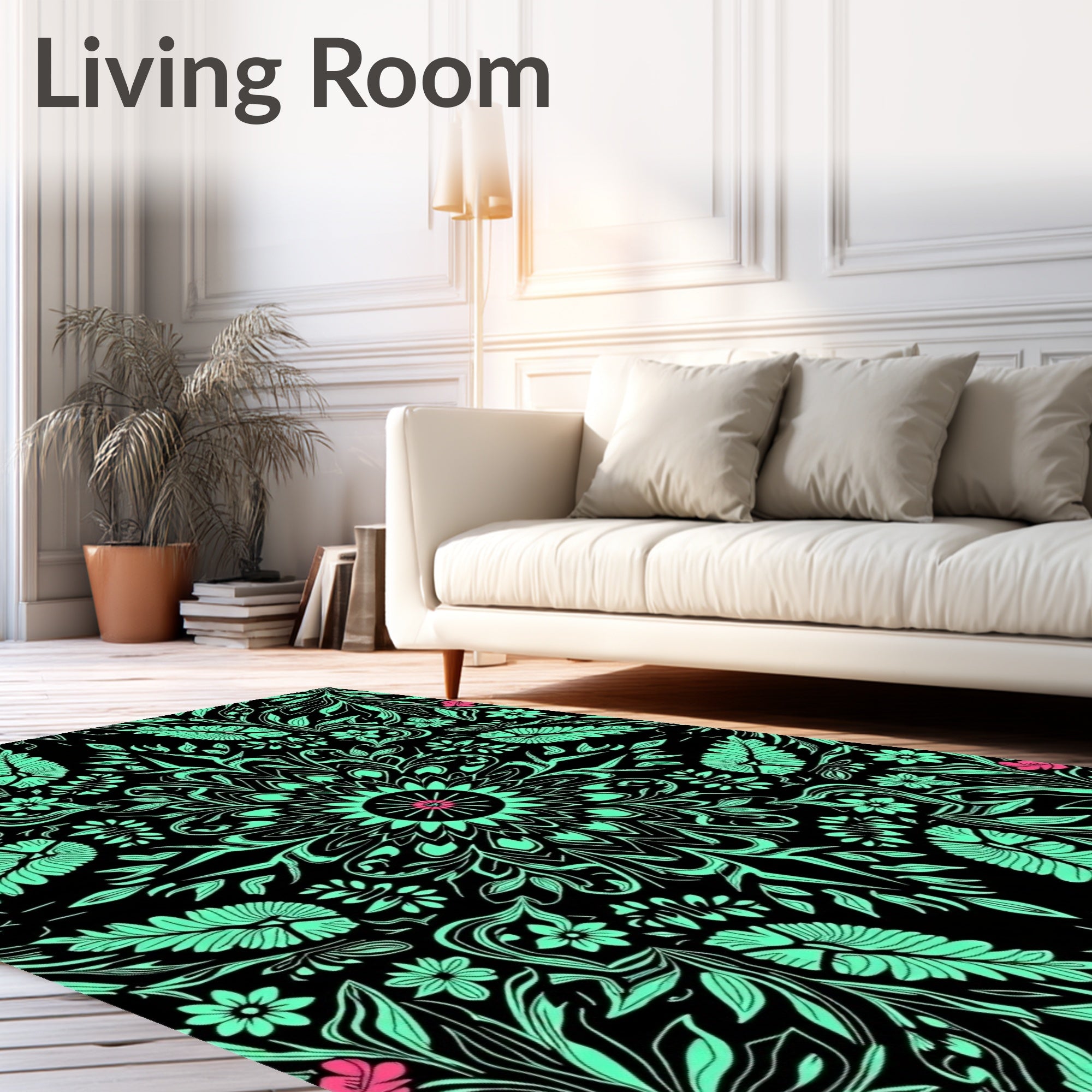 Floral Medallion Mint And Pink Rug