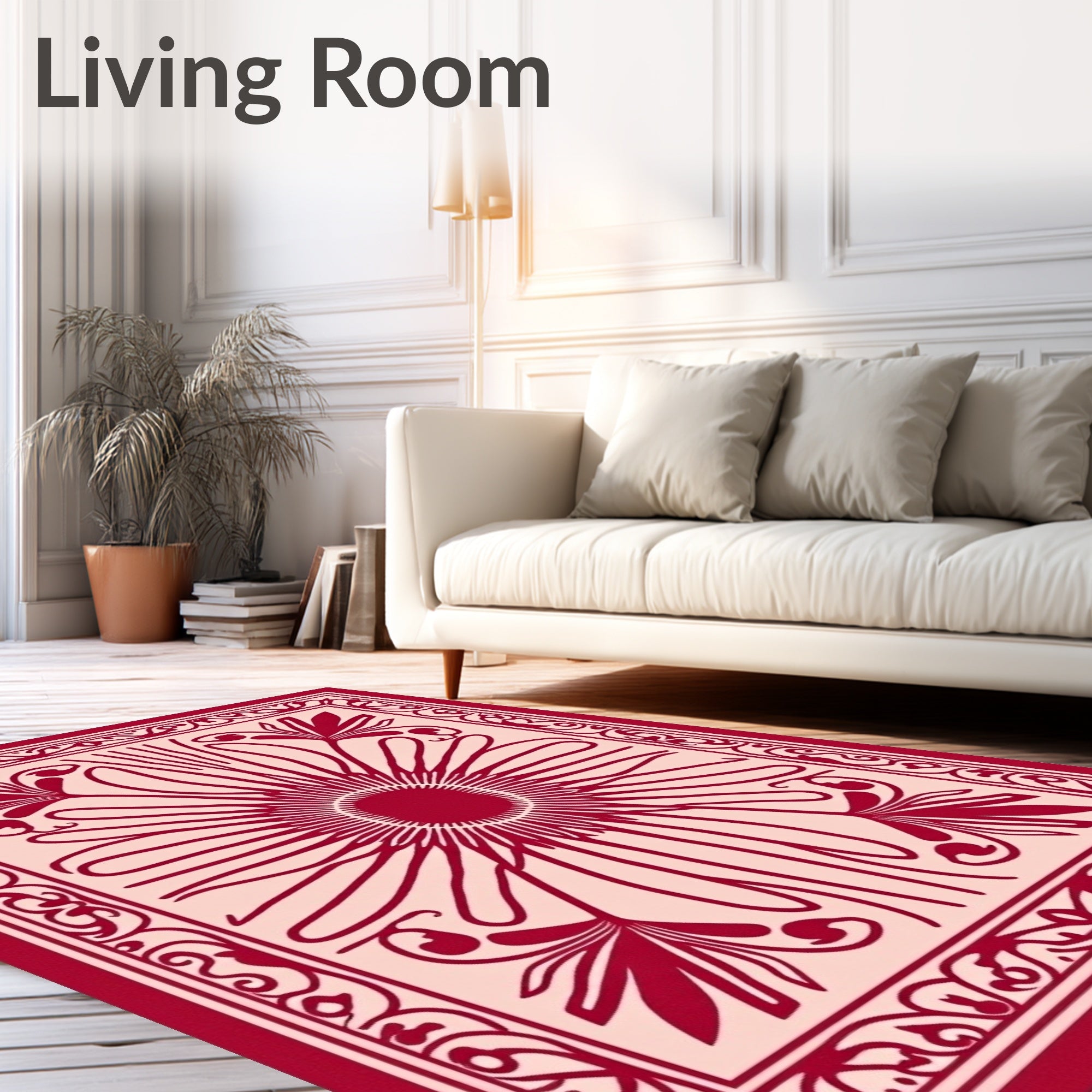 Ornate Floral Sunburst Pattern Rug