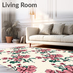 Whimsical Pink Floral Pattern Rug