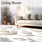 Botanical Leaf Pattern Neutral Tones Rug