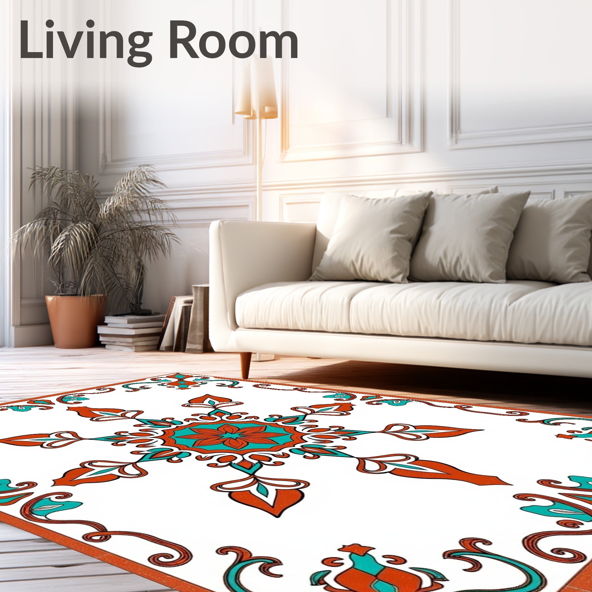 Ornate Floral Medallion Patterned Rug
