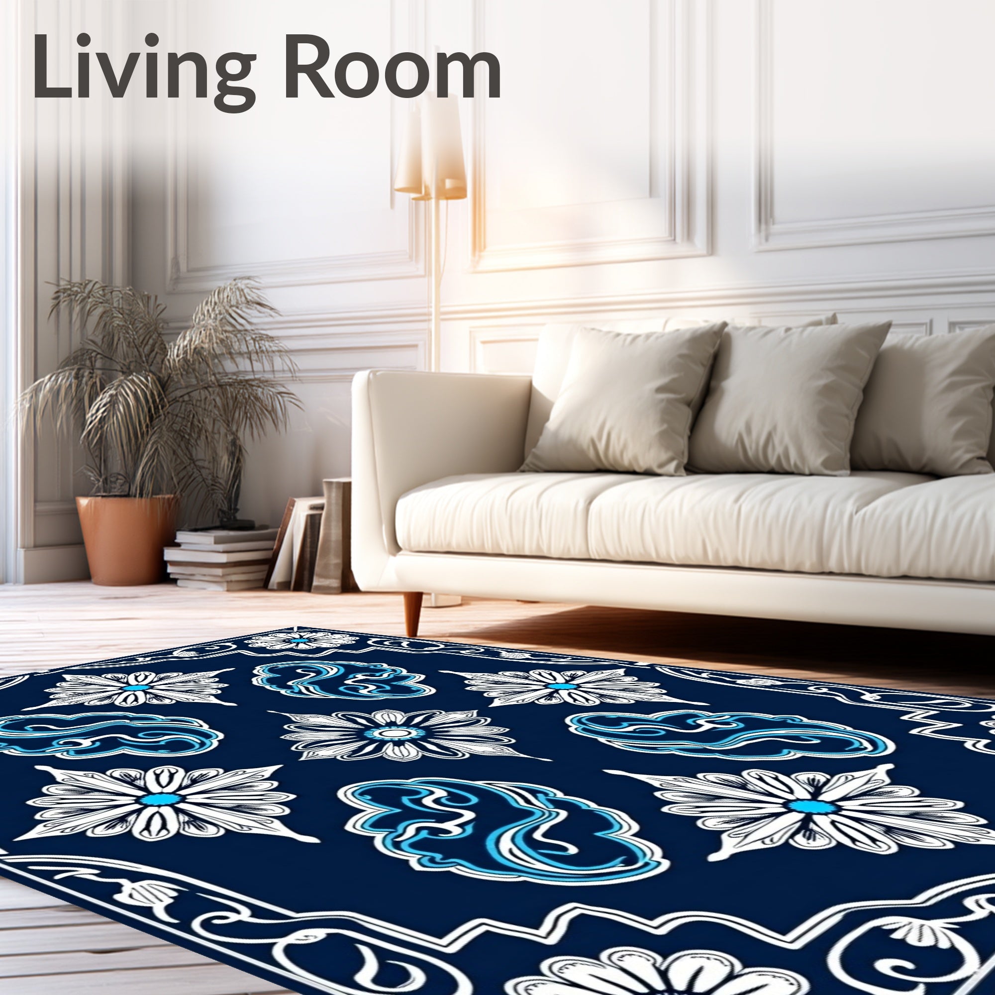 Classic Floral Inlay Pattern Rug