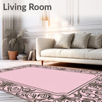Elegant Floral Swirl Border Design Rug